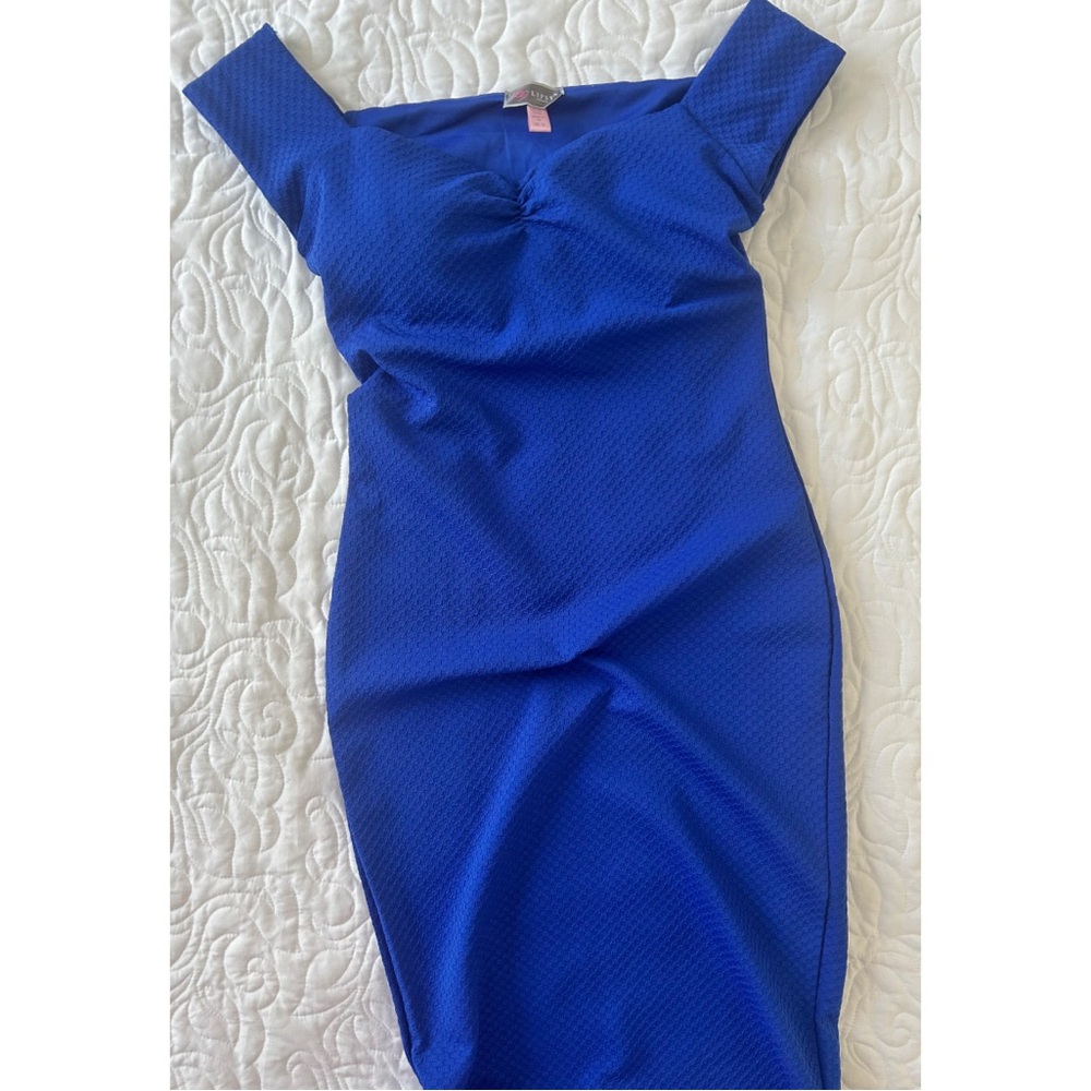 Lipsy London cobalt blue off the shoulder bodycon dress